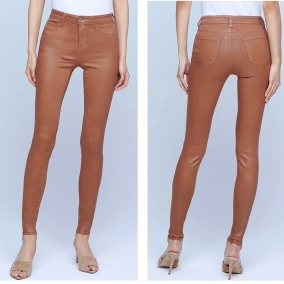 L’AGENCE Marguerite Huselnut Coated High Rise Skinny Jean Size 31 - Picture 2 of 13